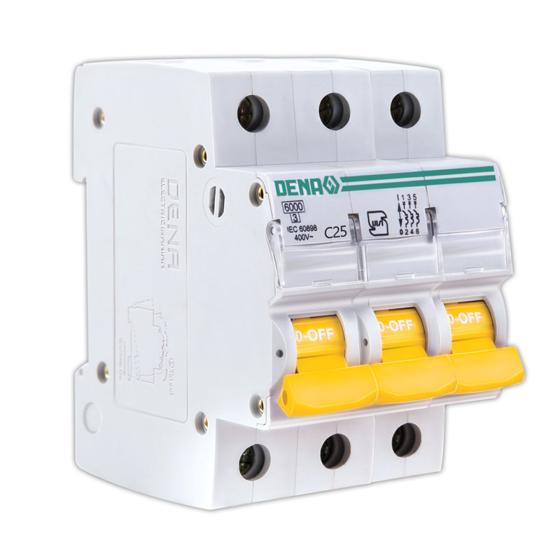 فیوز مینیاتوری سه پل 25 آمپر دنا الکتریک ایرانیان مدل C25-6KA-3P