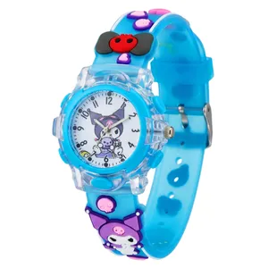 ساعت مچی عقربه‌ای کوارتز بچگانه مدل بند سیلیکونی چراغدار طرح کرومی کد ۲