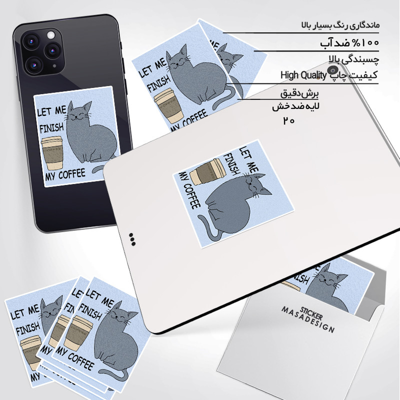 استیکر تزئینی موبایل و تبلت ماسا دیزاین مدل stkv0238 طرح cat