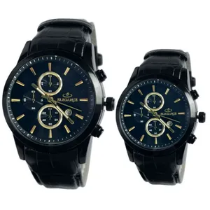 ست ساعت مچی عقربه‌ای کوارتز زنانه و مردانه الگانس مدل بند فیکس تک موتور ژاپن کد 006