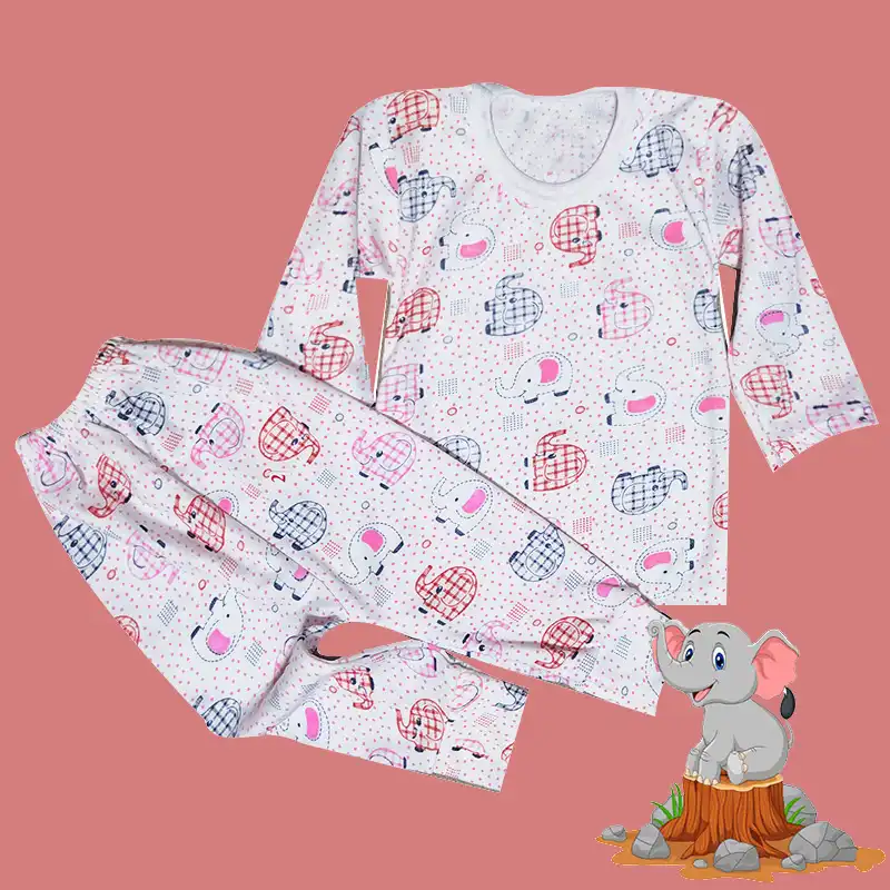 ست تی شرت و شلوار بچگانه مدل جنگل و فیل مجموعه 2 عددی