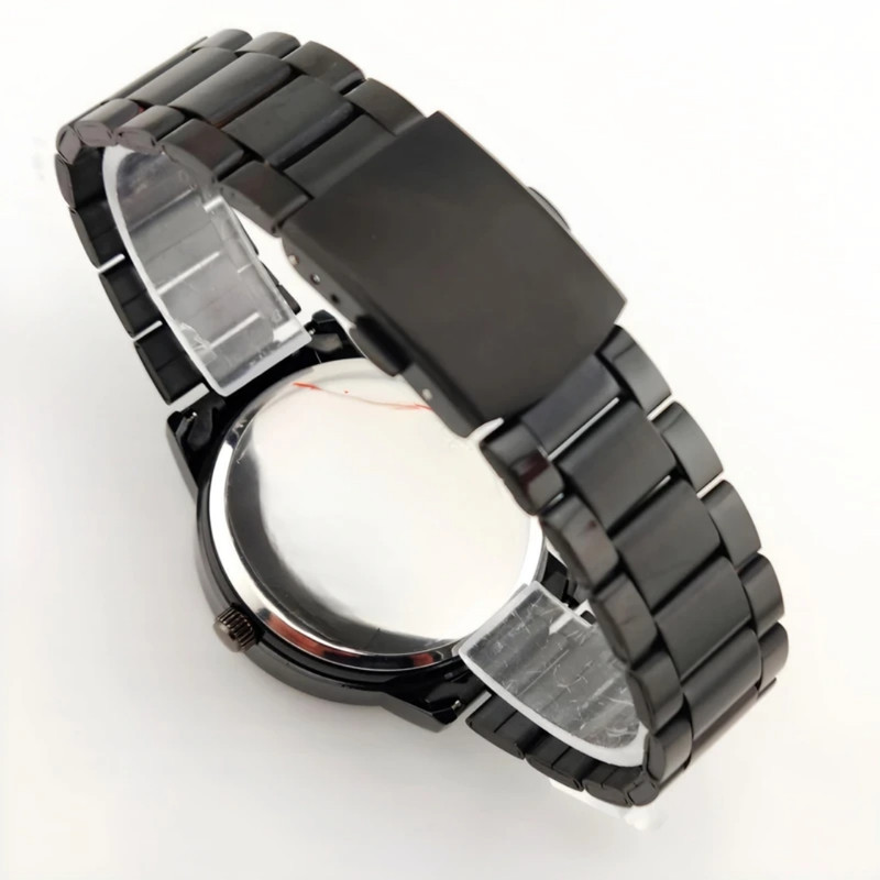 ساعت مچی عقربه‌ای مردانه کوارتز مدل صفحه رینگ چرخان بند فلزی کد 1.3