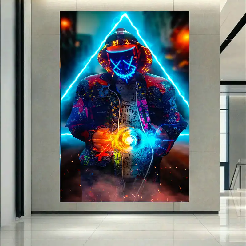 تابلو بوم طرح مرد ماسک دار مدل نئون مد AR2358