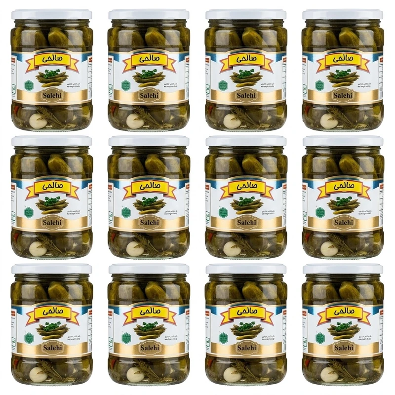 خیارشور سرکه‌ای صالحی - 650 گرم مجموعه 12 عددی