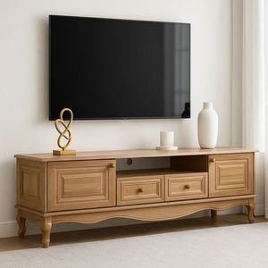 میز تلویزیون آرچین چوب مدل کلاسیک پایه چوبی مناسب برای تلویزیون تا 75 اینچ