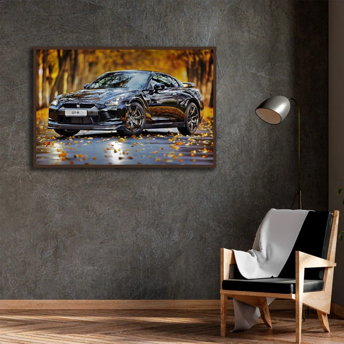تابلو بکلیت طرح ماشین مدرن مدل GH-D1358 فریم قهوه ای