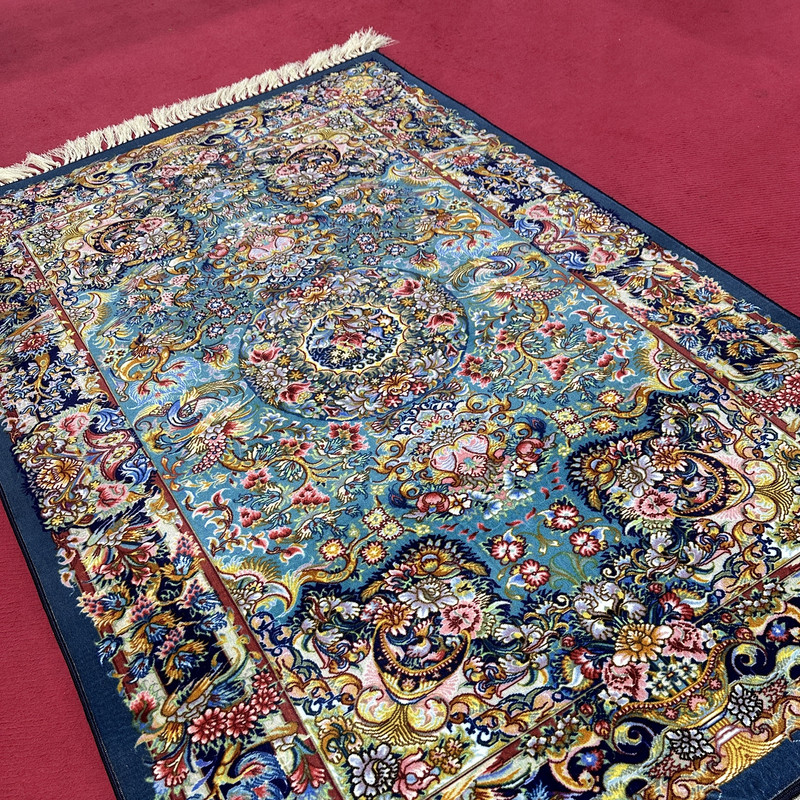 فرش پارچه ای مدل ابریشم نما طرح الماس کد 1-1320