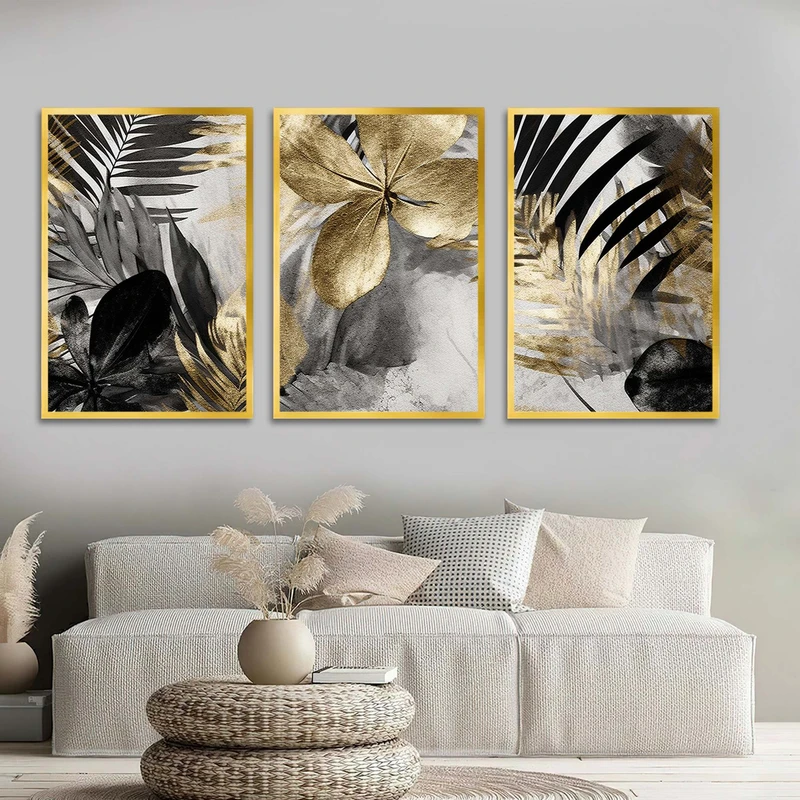 تابلو بکلیت طرح نقاشی طبیعت مدل شاین اکلیلی T-1603 مجموعه 3 عددی