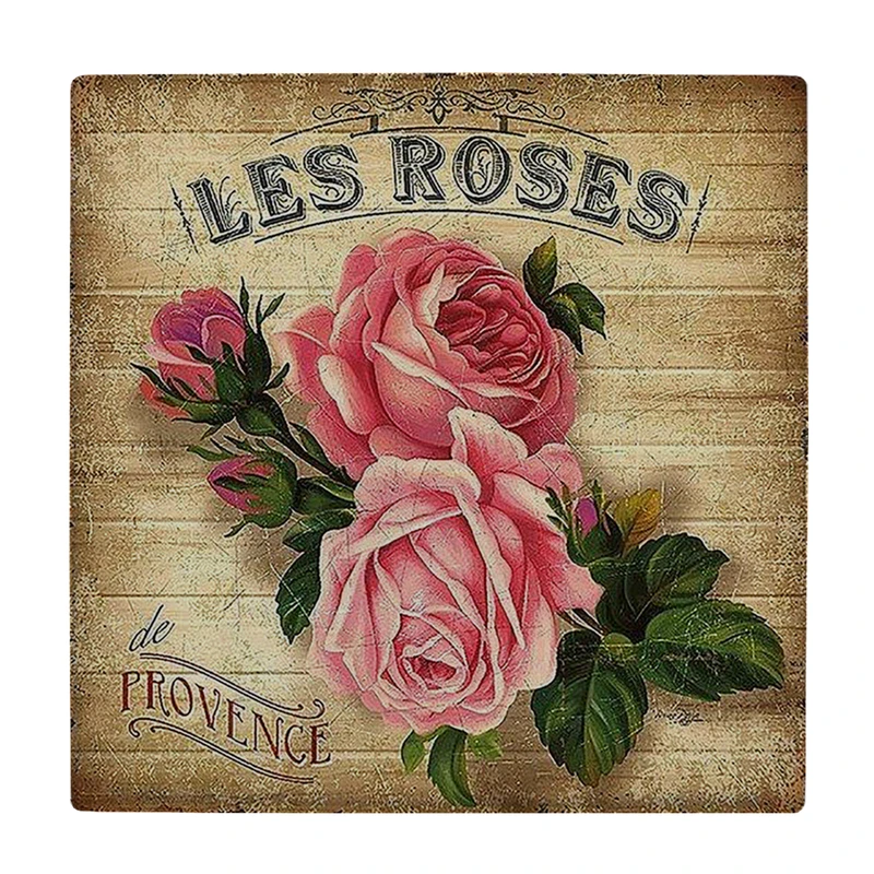 زیر لیوانی  طرح نقاشی گل رز مدل لوحی کد    6049190_5004