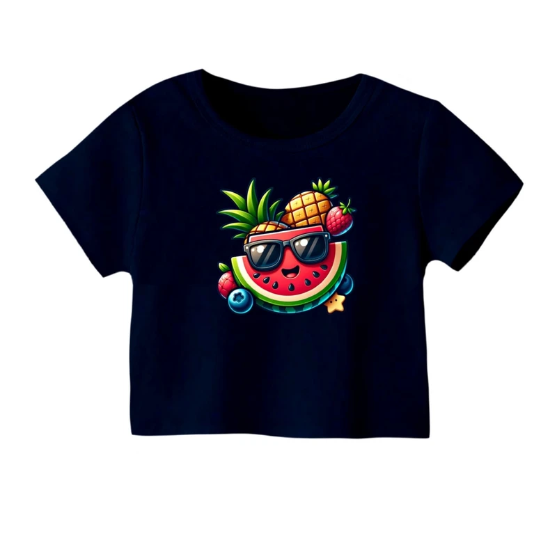 کراپ‌ تی‌شرت آستین کوتاه زنانه مدل هندوانه یلدایی کد 45