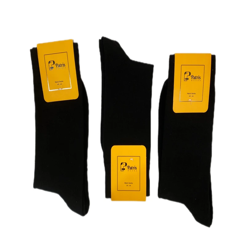 جوراب ساق بلند مردانه پاتریس مدل ساده پنبه بسته 3 عددی