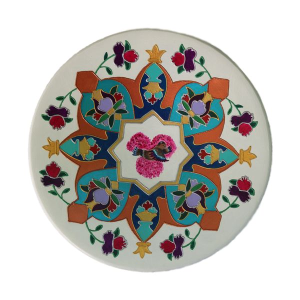 بشقاب دیوارکوب سفالی طرح گل و مرغ کد 4931345