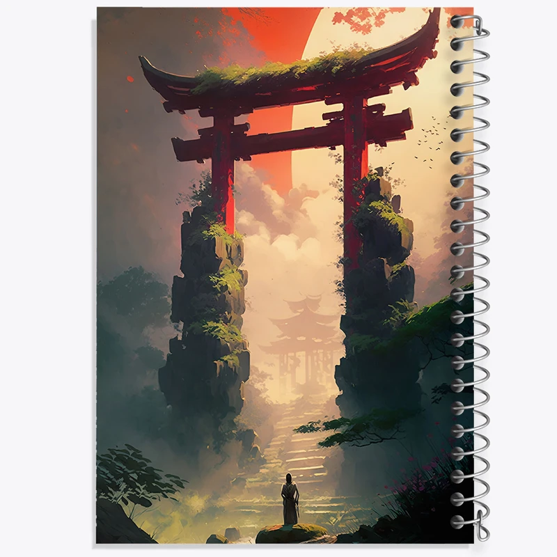 دفتر ژورنال نویسی 50 برگ خندالو مدل نقطه ای طرح دروازه ی ژاپنی کد F7342