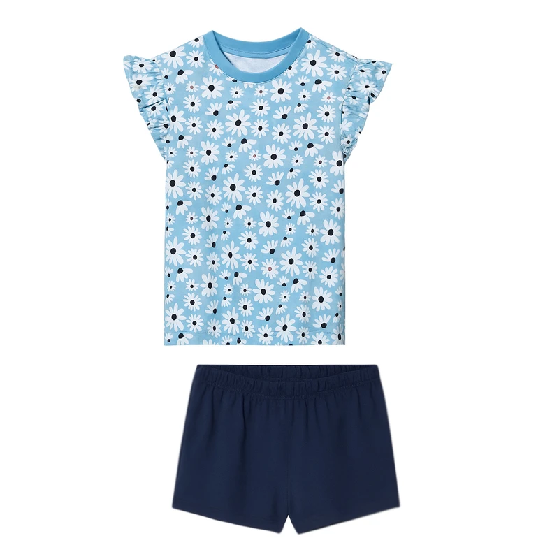 ست تی شرت آستین کوتاه و شلوارک راحتی دخترانه لوپیلو مدل گل دار 2025