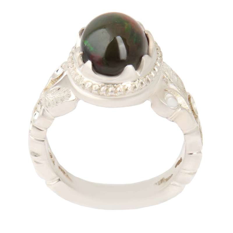 انگشتر نقره مردانه بازرگانی میلادی مدل سنگ اوپال رکاب دست ساز کد AM_2451