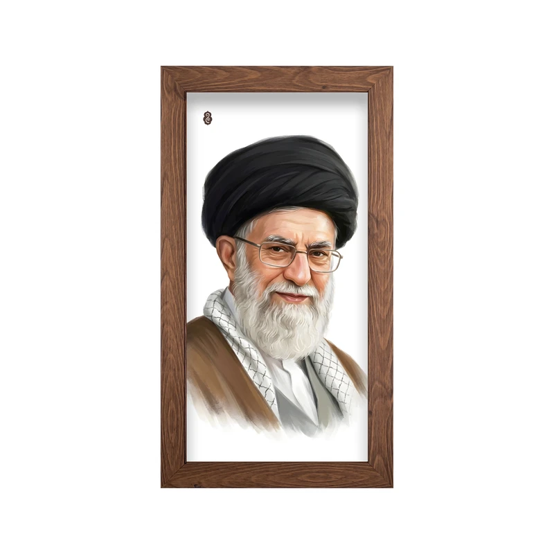 تابلو طرح رهبر شهید آیت الله سید علی خامنه ای مدل 042 فریم قهوه ای