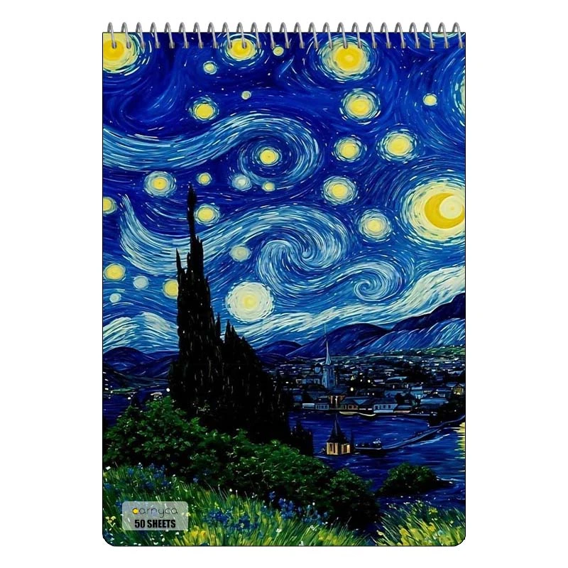دفتر نقاشی 50 برگ سیمی کارنیکا طرح شب پرستاره فانتزی ون گوگ Fantasy Starry Night Van Gogh کد 53731