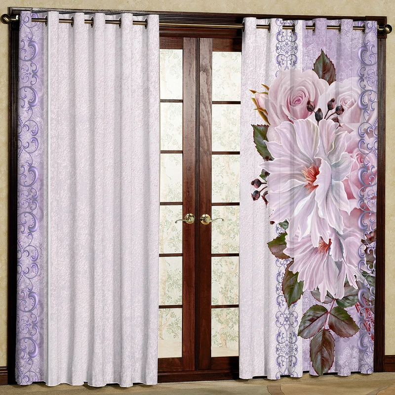 پرده مدل گل دار مخمل پانچی کد 1132L سایز 140x280 سانتی متر