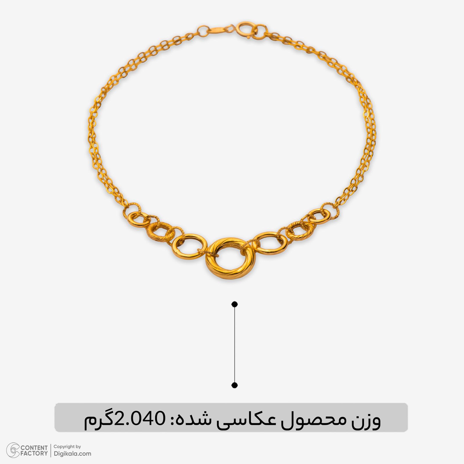 دستبند زنجیری طلا کم اجرت 18 عیار زنانه نگین مدل 151 -  - 4