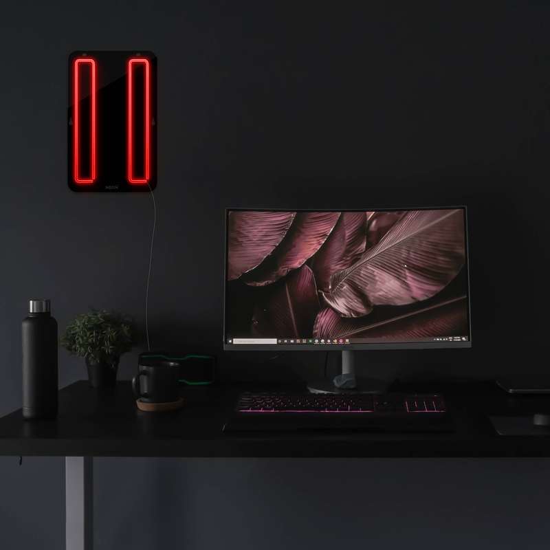 چراغ دیواری نئون دیزاین طرح Pause-BL_RD