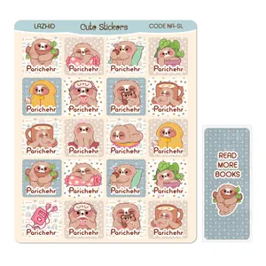 برچسب لاژید مدل اسم پریچهر طرح تنبل به همراه نشانگر کتاب
