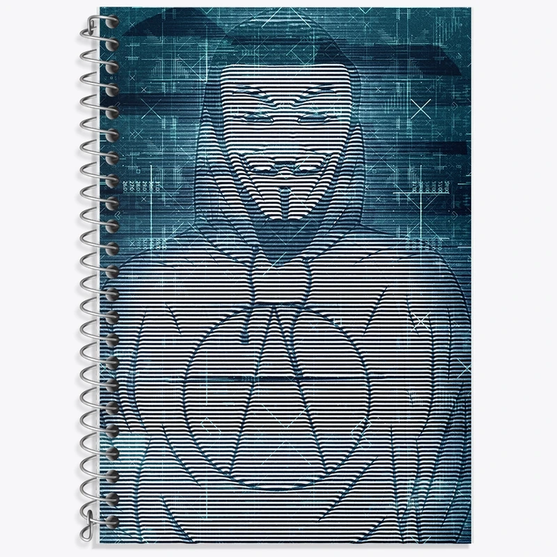 دفتر زبان 50 برگ خندالو مدل دو خط طرح هکر (Hacker) کد F1667