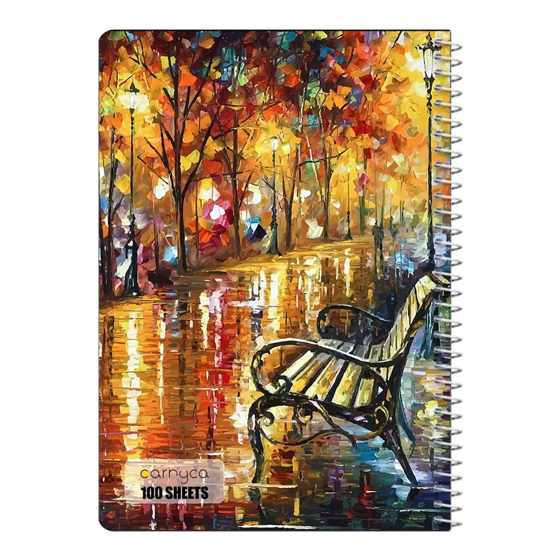 دفتر شطرنجی 100 برگ سیمی کارنیکا طرح نقاشی های آبرنگی Watercolor Paintings کد 21458