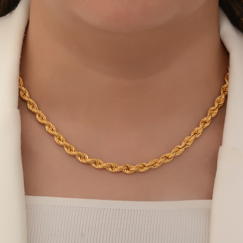 زنجیر طلا 18 عیار زنانه طلای مستجابی مدل طنابی ضخیم کد 45 زنجیر طلا 18 عیار زنانه طلای مستجابی مدل طنابی ضخیم کد 45