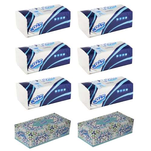 دستمال کاغذی تنو مدل میکس مجموعه 8 عددی