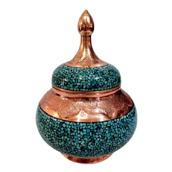 قندان فیروزه کوبی مدل قلم زنی کد 1018