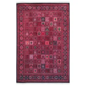 فرش ماشینی 1200 شانه فرش آرمانی زمینه لاکی حاشیه لاکی مدل 1253