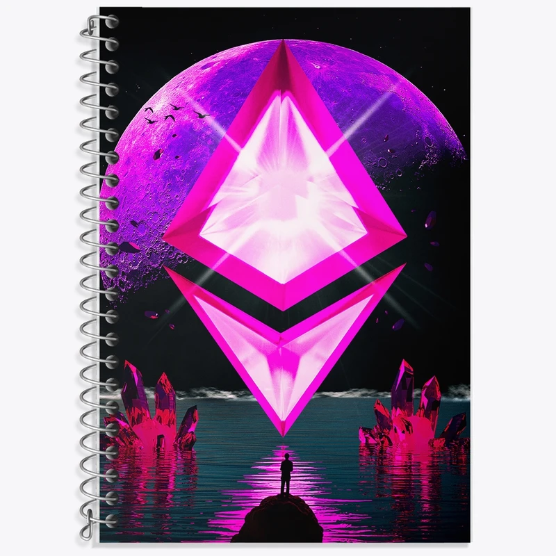 دفتر زبان 50 برگ خندالو مدل دو خط طرح ارز دیجیتال کد F719