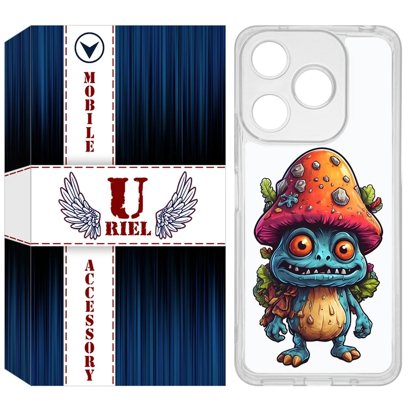 کاور یوریل مدل Clear کد 47 طرح قارچ مناسب برای گوشی موبایل شیائومی Redmi 13X / 13 / Poco M6 4G