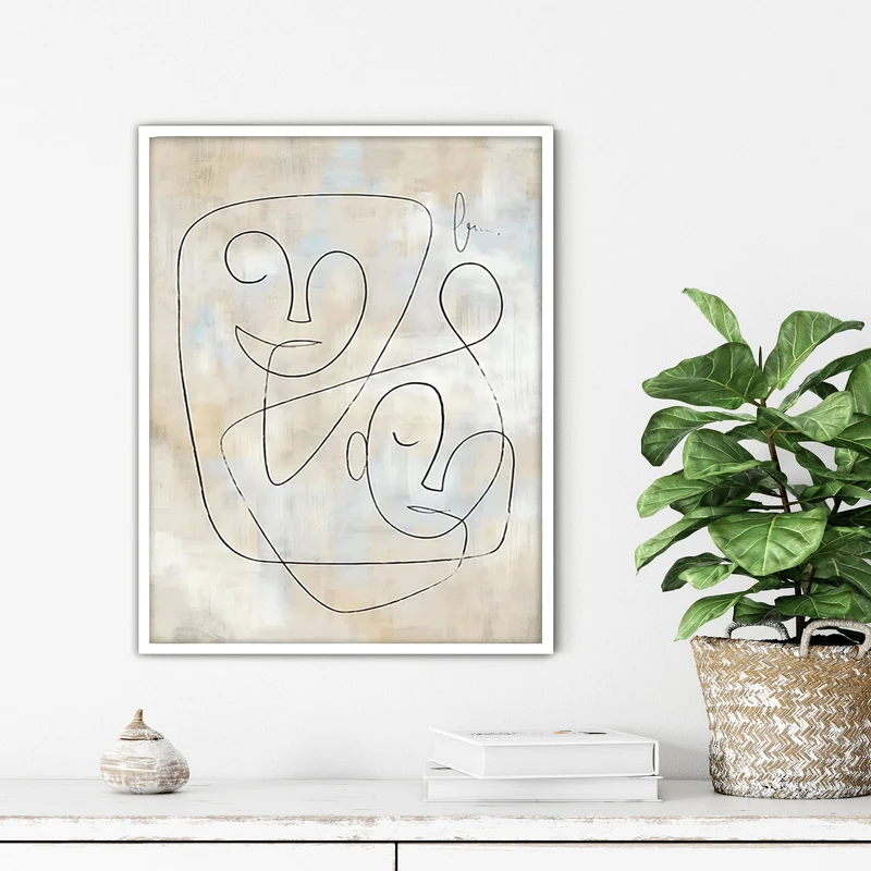 تابلو آتریسا طرح لاین آرت مدرن مدل ATFL66 فریم سفید