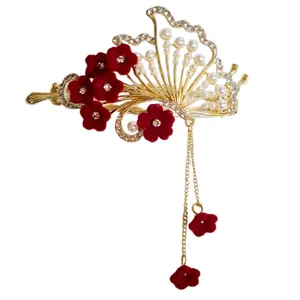 گیره مو زنانه مدل پروانه و گل رز مخمل کد brg 4080