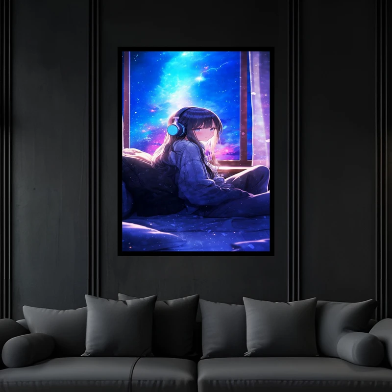 تابلو بکلیت طرح ژستیک دخترانه شخصیت کارتونی انیمیشن مدل B-bu6733 فریم مشکی