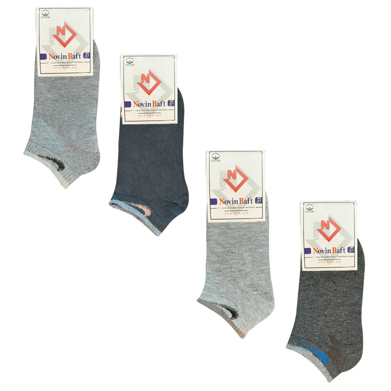 جوراب ساق کوتاه زنانه نوین بافت مدل  741 بسته 4 عددی
