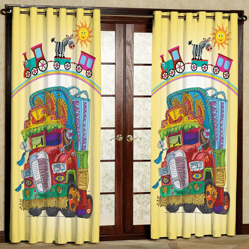 پرده مدل کارتونی مخمل پانچی کد 324R سایز 140x280 سانتی متر