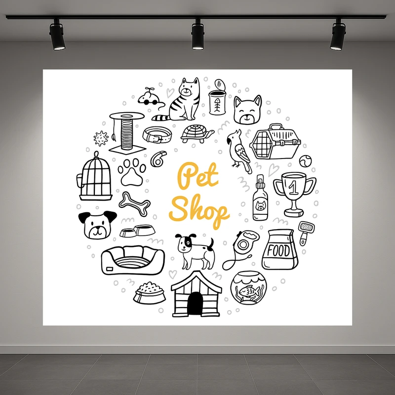 تابلو بوم طرح مخمل پت شاپ مدل حیوانات کد AR3059020