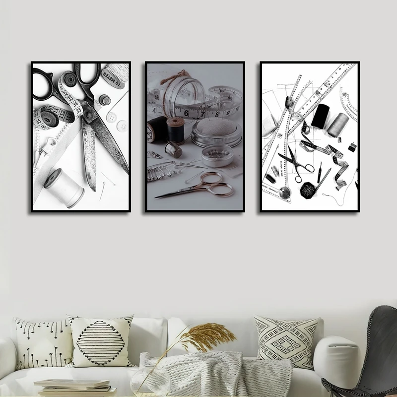 تابلو بکلیت طرح کارگاه خیاطی مدل B-2778 مجموعه 3 عددی