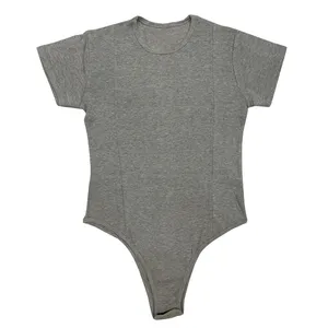 بادی آستین کوتاه زنانه مدل خط دار 1-70 رنگ طوسی