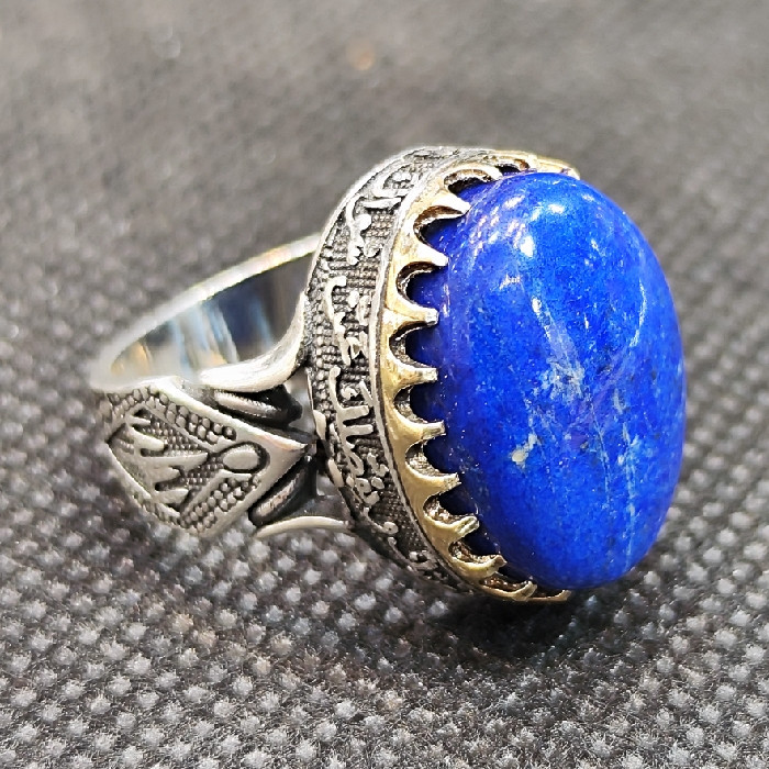 انگشتر نقره مردانه مدل سنگ لاجورد کد 25