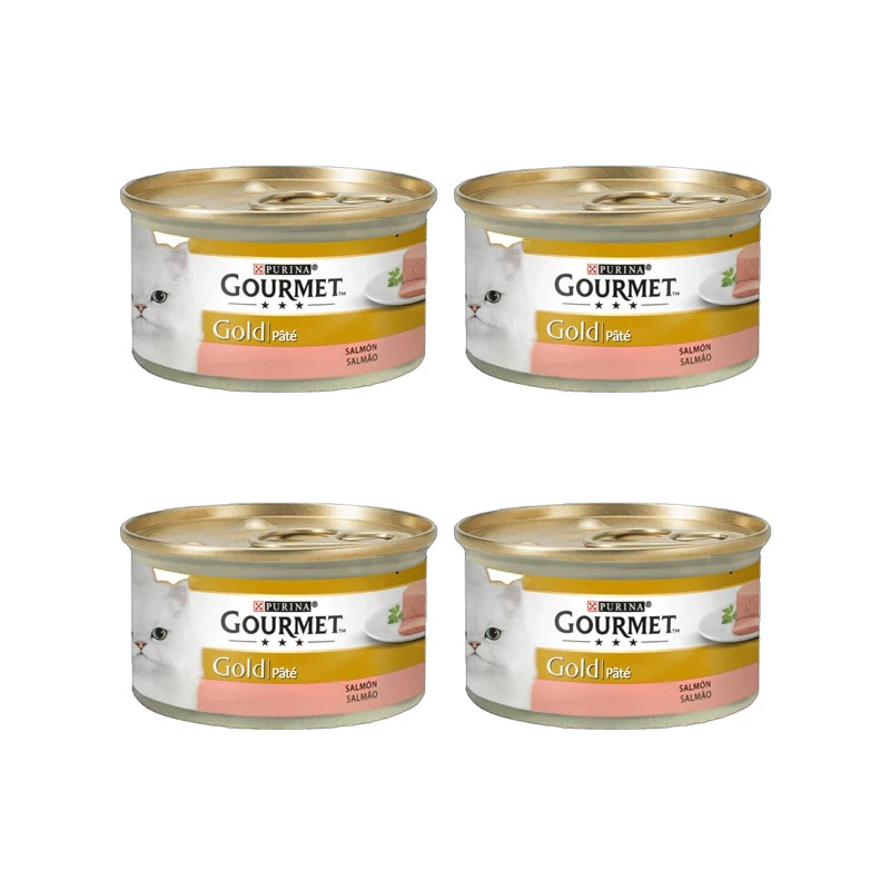 کنسرو غذای گربه گورمت مدل Gourmet Mousse بافت موس طعم ماهی سالمون وزن 85 گرم بسته 4 عددی
