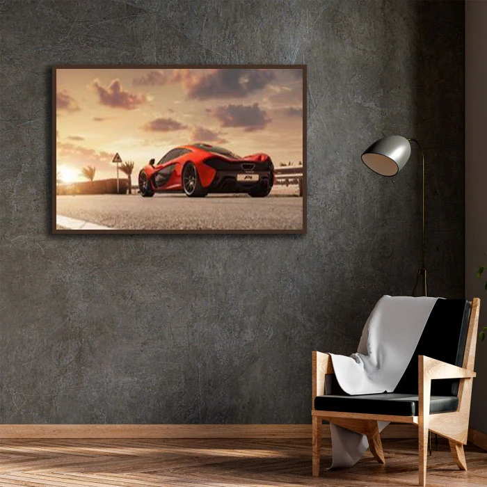تابلو بکلیت طرح ماشین مدرن مدل GH-D1343 فریم قهوه ای