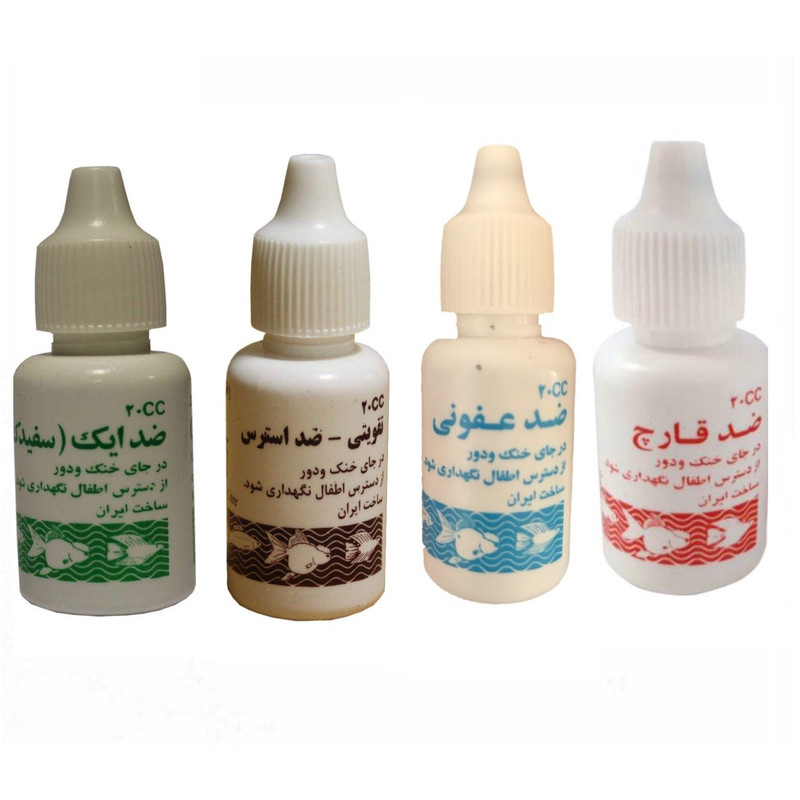 پک آماده سازی آب آکواریوم مدل ماهیان زینتی پارسیس حجم 80 میلی لیتر مجموعه 4 عددی