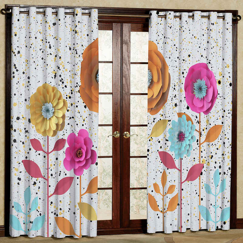 پرده مدل گل دار هازان پانچی کد 4005a سایز 140x200 سانتی متر
