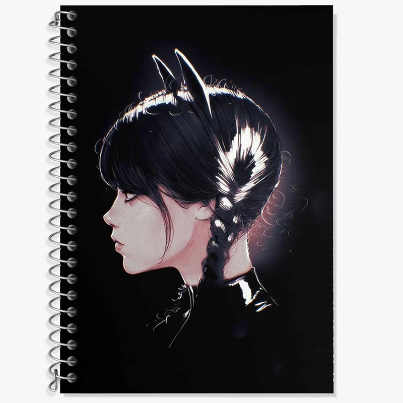 دفتر زبان 50 برگ خندالو مدل سه خط طرح سریال ونزدی Wednesday کد 25300