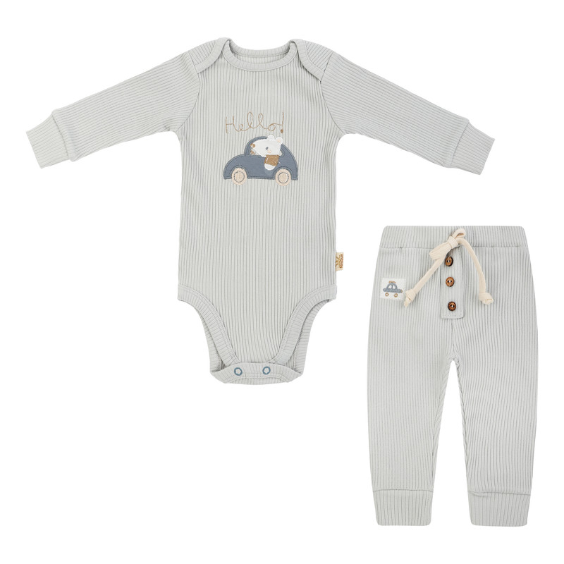 ست بادی آستین بلند و شلوار راحتی نوزادی پسرانه نی نی سان مدل 5955