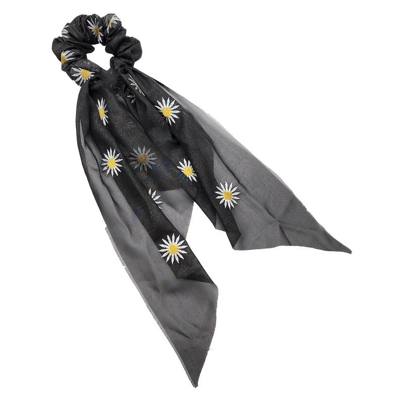 کش مو زنانه مدل اسکرانچی طرح بابونه دنباله دار کد JL90