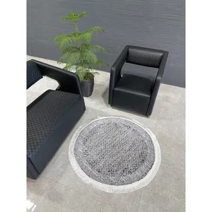 فرش ماشینی فرش سیزان کد 41034 مدل دایره زمینه نقره ای